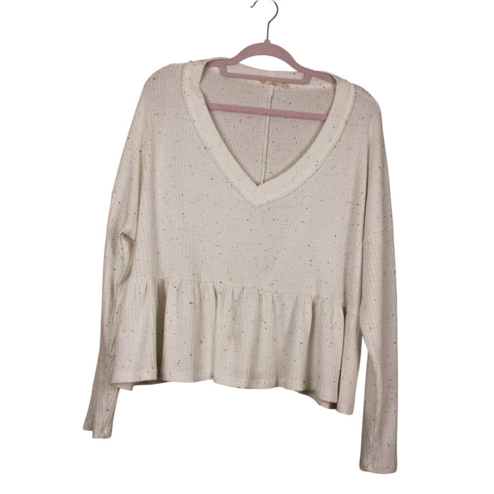 Altard State White Colorful Specs Long‎ Sleeve Knit Oversized Sweater Top Size M